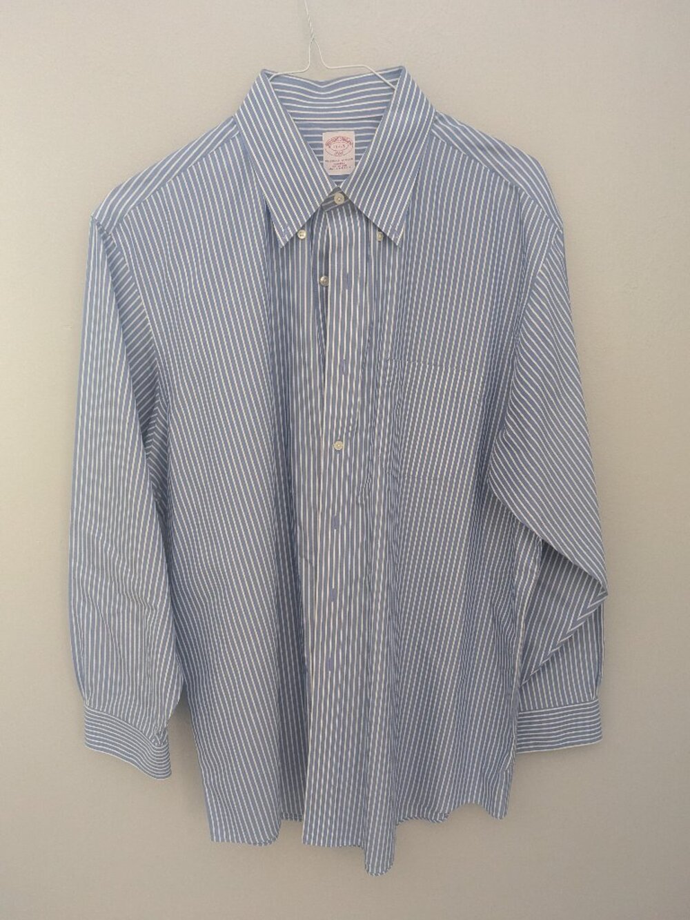 Brooks Brothers Blue & White Striped Cotton Button Down Shirt Size 17 4/5